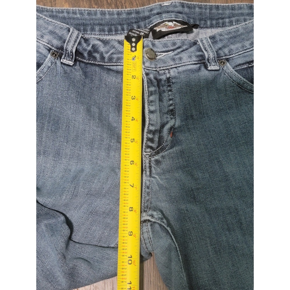 Harley Davidson Motorcycle Womens Denim Jeans Flare Leg Blue Size‎ 8 Long - Picture 4 of 11
